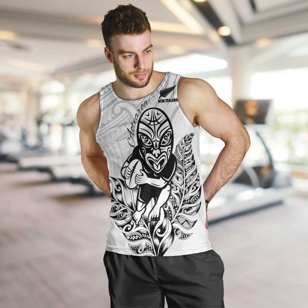 New Zealand Silver Fern Rugby Custom Men Tank Top Maori Tiki White Version