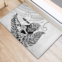 New Zealand Silver Fern Rugby Custom Rubber Doormat Maori Tiki White Version
