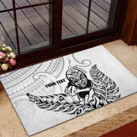 New Zealand Silver Fern Rugby Custom Rubber Doormat Maori Tiki White Version