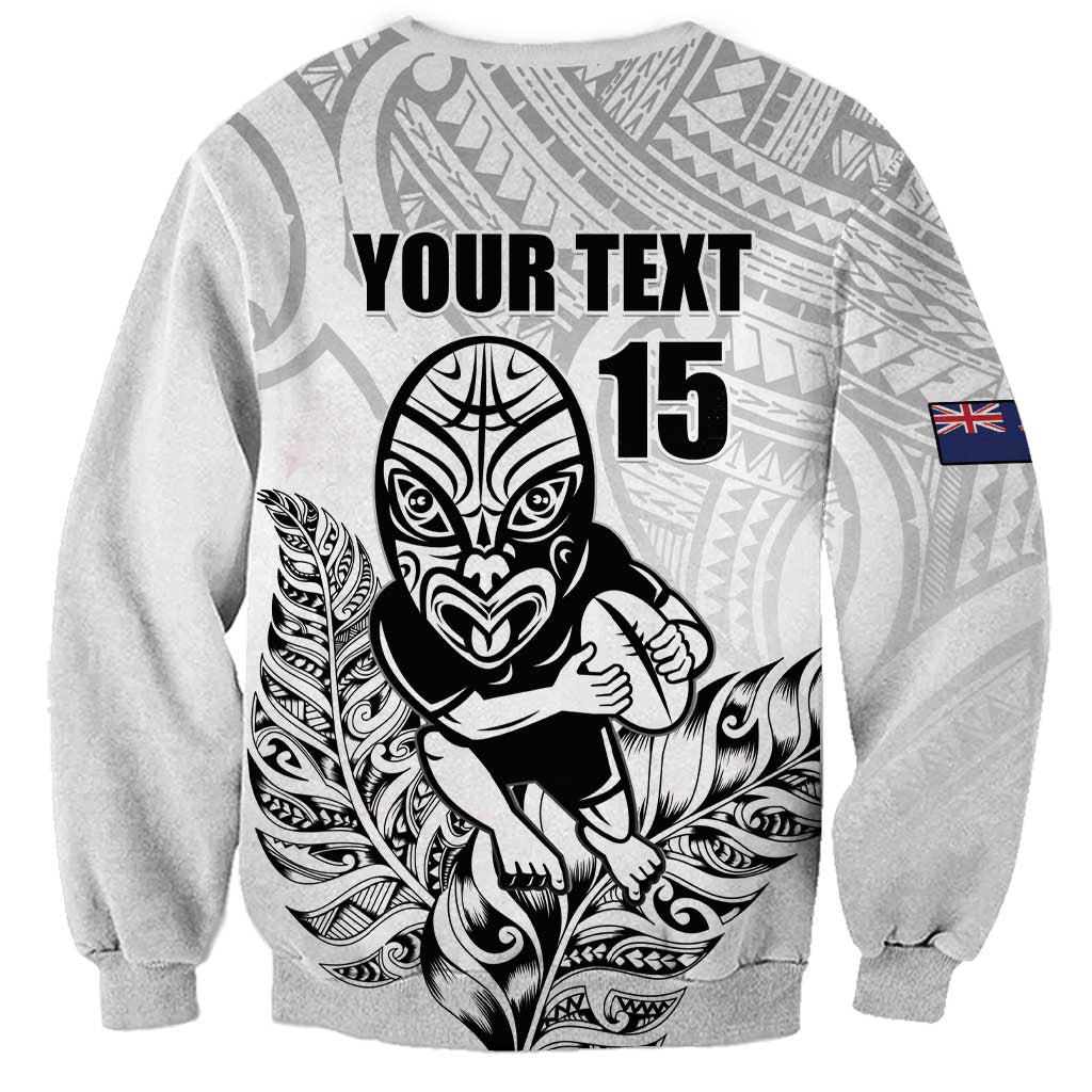 New Zealand Silver Fern Rugby Custom Sweatshirt Maori Tiki White Version