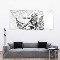 New Zealand Silver Fern Rugby Custom Tapestry Maori Tiki White Version