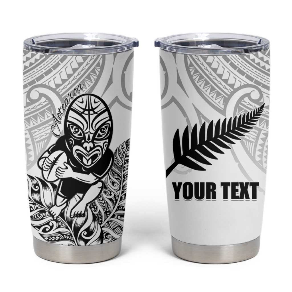 New Zealand Silver Fern Rugby Custom Tumbler Cup Maori Tiki White Version