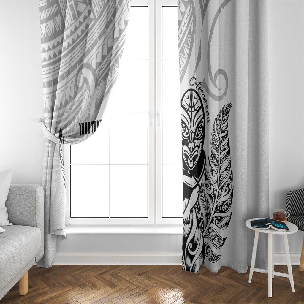 New Zealand Silver Fern Rugby Custom Window Curtain Maori Tiki White Version
