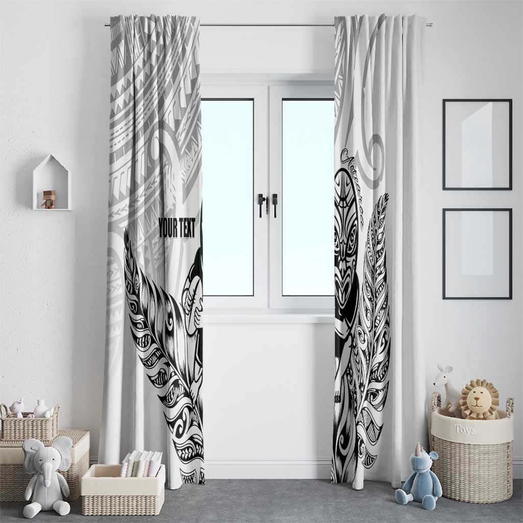 New Zealand Silver Fern Rugby Custom Window Curtain Maori Tiki White Version