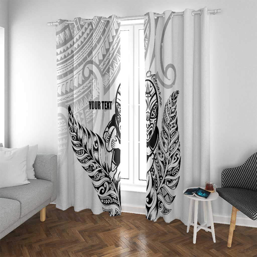 New Zealand Silver Fern Rugby Custom Window Curtain Maori Tiki White Version