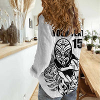 New Zealand Silver Fern Rugby Custom Women Casual Shirt Maori Tiki White Version