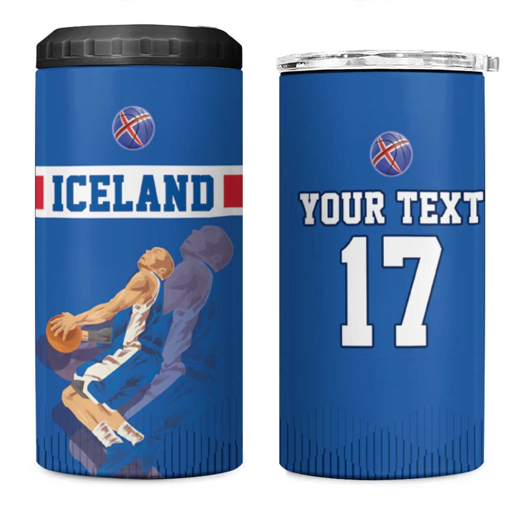 Iceland Basketball Custom 4 in 1 Can Cooler Tumbler Blue Style