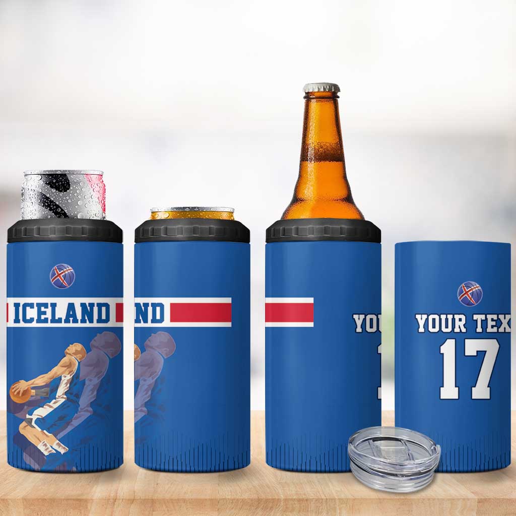 Iceland Basketball Custom 4 in 1 Can Cooler Tumbler Blue Style