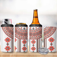 Bulgarian Embroidery Style Seamless Pattern 4 in 1 Can Cooler Tumbler