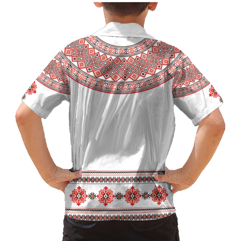 Bulgarian Embroidery Style Seamless Pattern Family Matching Mermaid Dress and Hawaiian Shirt