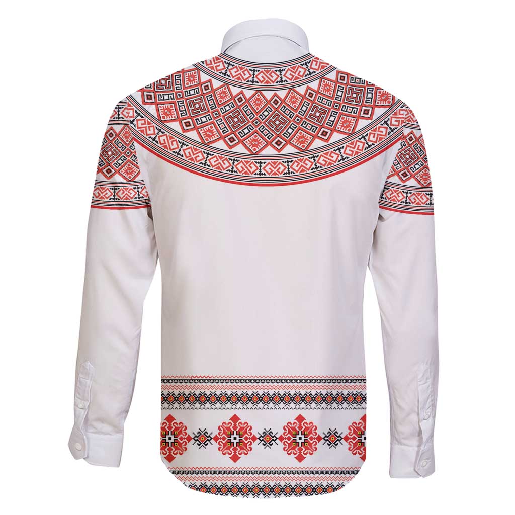 Bulgarian Embroidery Style Seamless Pattern Family Matching Puletasi and Hawaiian Shirt