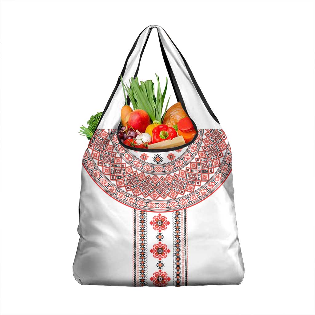 Bulgarian Embroidery Style Seamless Pattern Grocery Bag