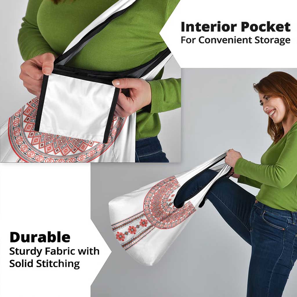 Bulgarian Embroidery Style Seamless Pattern Grocery Bag