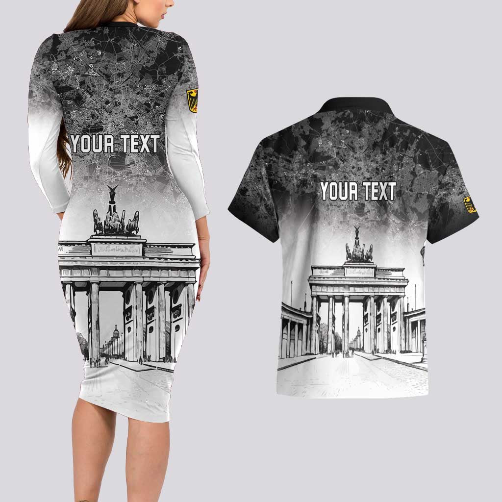 Personalized Germany Berlin Wall Couples Matching Long Sleeve Bodycon Dress and Hawaiian Shirt Tag der Deutschen Einheit