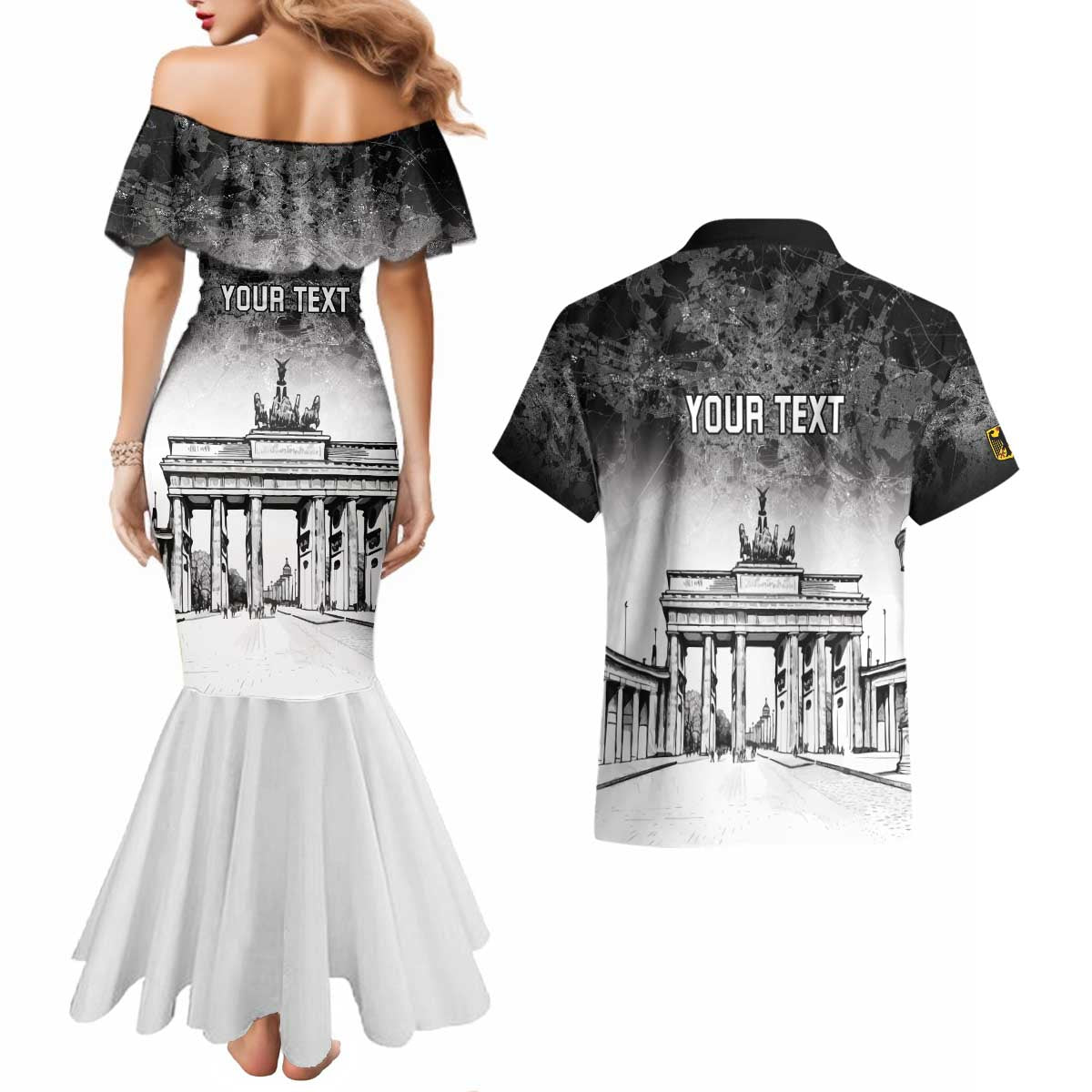 Personalized Germany Berlin Wall Couples Matching Mermaid Dress and Hawaiian Shirt Tag der Deutschen Einheit