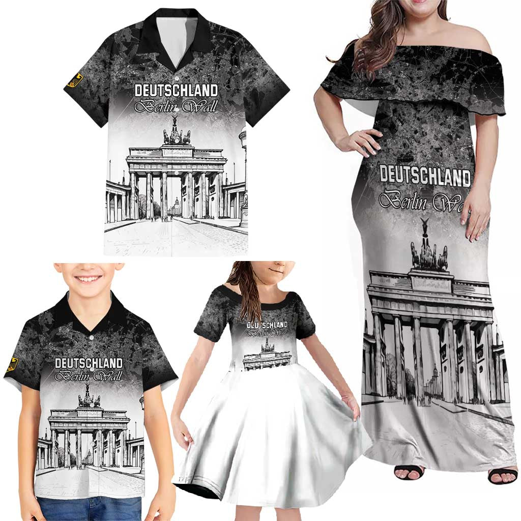 Personalized Germany Berlin Wall Family Matching Off Shoulder Maxi Dress and Hawaiian Shirt Tag der Deutschen Einheit