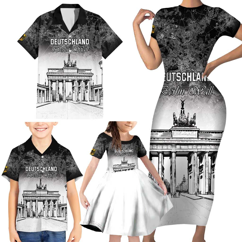 Personalized Germany Berlin Wall Family Matching Short Sleeve Bodycon Dress and Hawaiian Shirt Tag der Deutschen Einheit