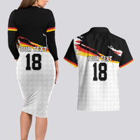 Custom Germany Football Couples Matching Long Sleeve Bodycon Dress and Hawaiian Shirt Come On DFB-Team