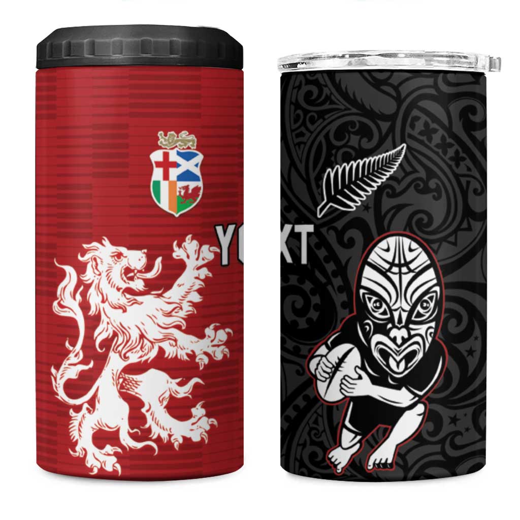 Custom British Lions New Zealand 4 in 1 Can Cooler Tumbler Unique Style - Polynesian Pride