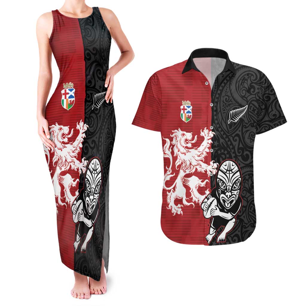 Custom British Lions New Zealand Couples Matching Tank Maxi Dress and Hawaiian Shirt Unique Style - Polynesian Pride