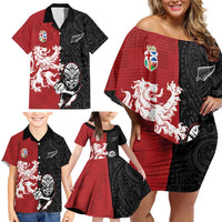 Custom British Lions New Zealand Family Matching Off Shoulder Short Dress and Hawaiian Shirt Unique Style LT18 - Polynesian Pride