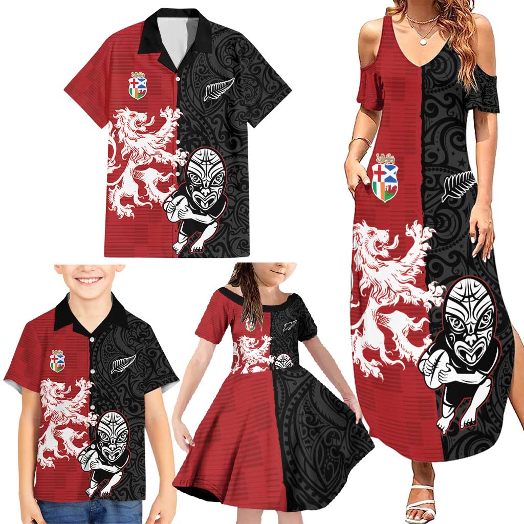 Custom British Lions New Zealand Family Matching Summer Maxi Dress and Hawaiian Shirt Unique Style LT18 - Polynesian Pride