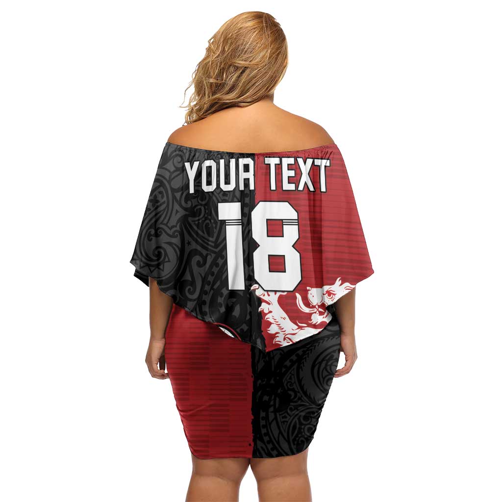 Custom British Lions New Zealand Off Shoulder Short Dress Unique Style - Polynesian Pride