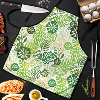 Green Aloha Hawaiian Apron Monstera Hibiscus Tropical Pattern LT19 Green - Polynesian Pride