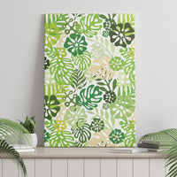 Green Aloha Hawaiian Canvas Wall Art Monstera Hibiscus Tropical Pattern LT19 - Polynesian Pride