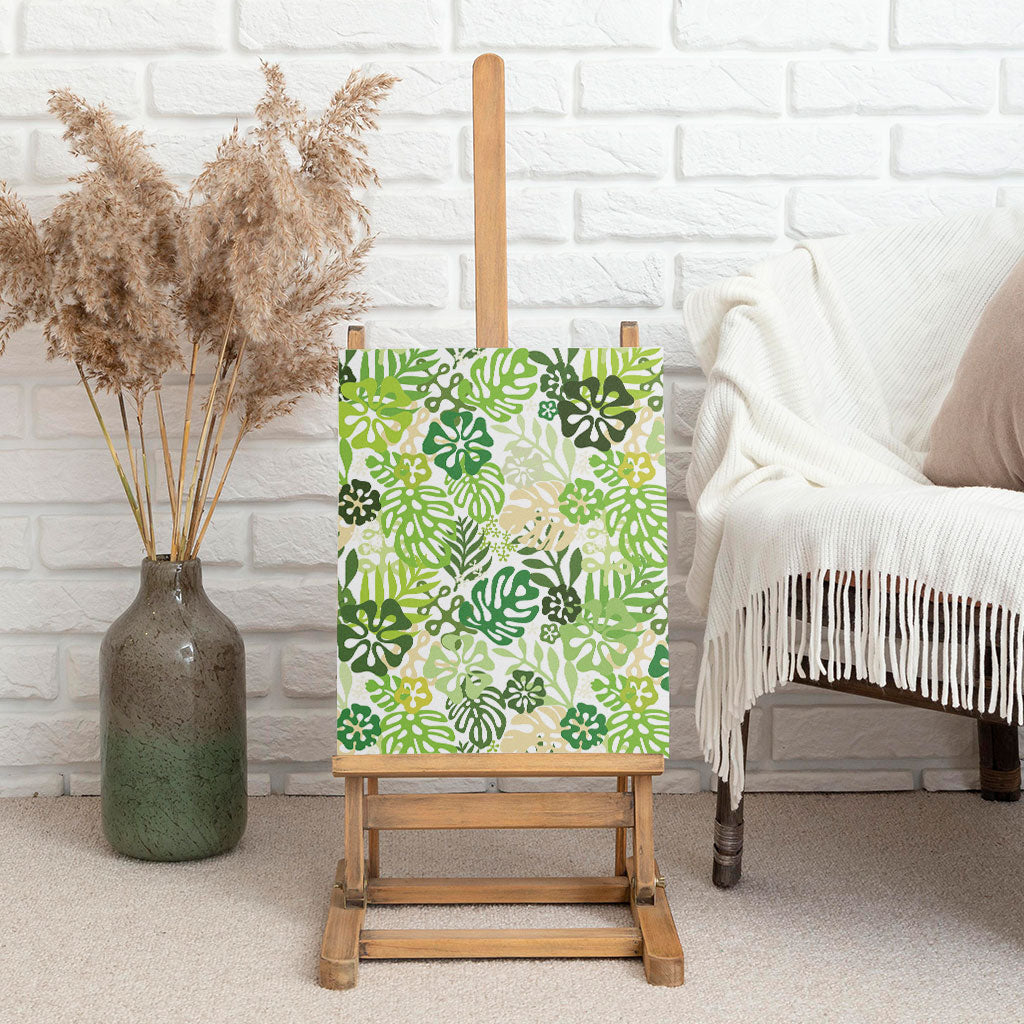 Green Aloha Hawaiian Canvas Wall Art Monstera Hibiscus Tropical Pattern LT19 - Polynesian Pride