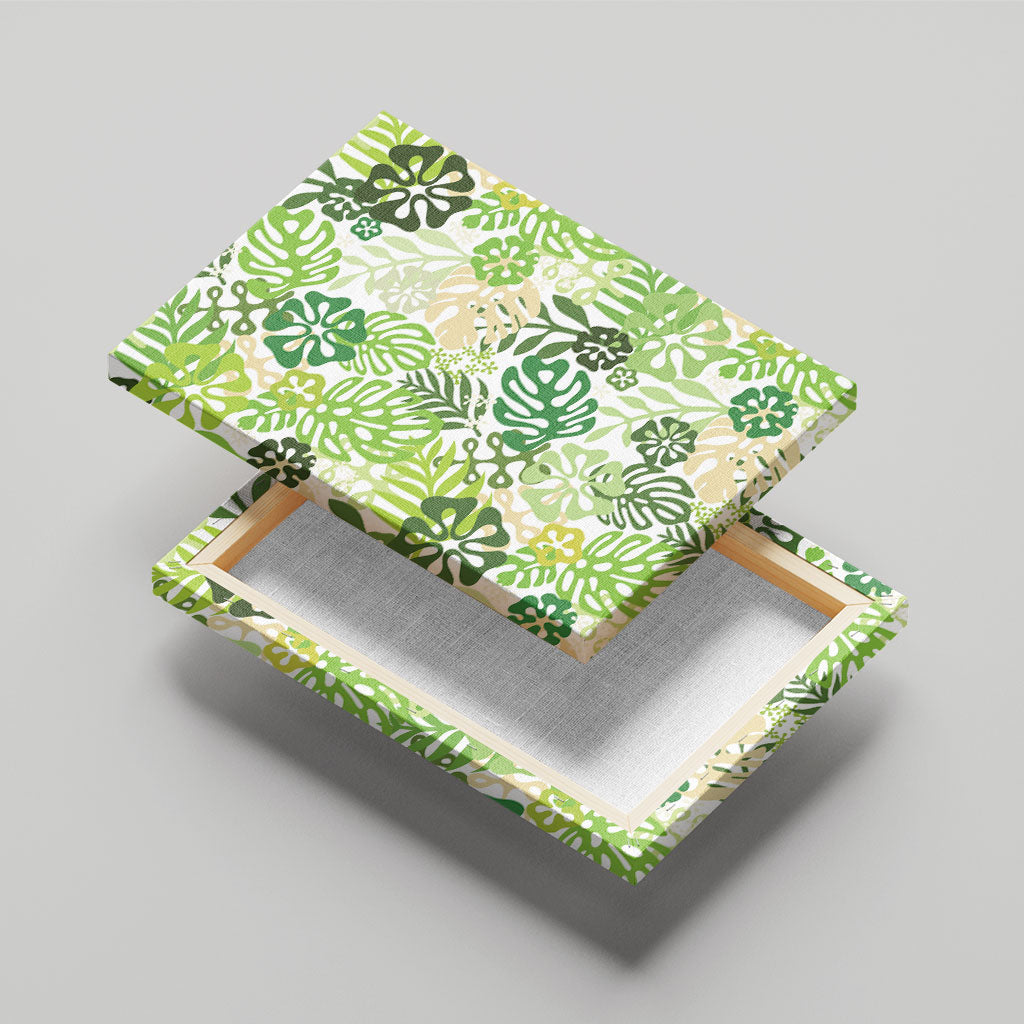 Green Aloha Hawaiian Canvas Wall Art Monstera Hibiscus Tropical Pattern LT19 - Polynesian Pride