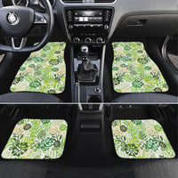 Green Aloha Hawaiian Car Mats Monstera Hibiscus Tropical Pattern