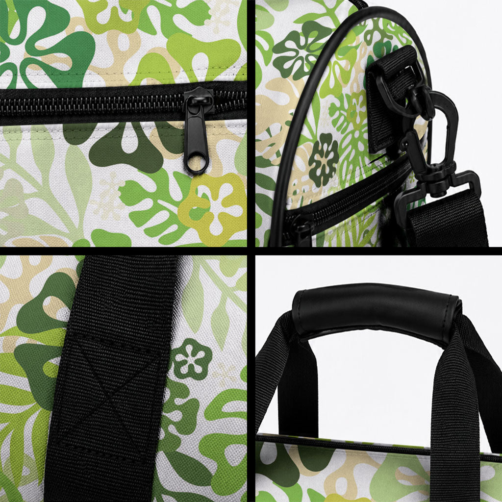 Green Aloha Hawaiian Duffle Bag Monstera Hibiscus Tropical Pattern LT19 - Polynesian Pride