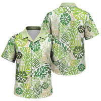 Green Aloha Hawaiian Family Matching Off Shoulder Short Dress and Hawaiian Shirt Monstera Hibiscus Tropical Pattern LT19 Son's Shirt Green - Polynesian Pride