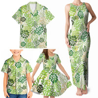 Green Aloha Hawaiian Family Matching Tank Maxi Dress and Hawaiian Shirt Monstera Hibiscus Tropical Pattern LT19 - Polynesian Pride