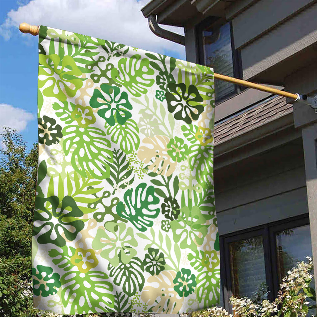 Green Aloha Hawaiian Garden Flag Monstera Hibiscus Tropical Pattern LT19 - Polynesian Pride