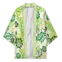 Green Aloha Hawaiian Kimono Monstera Hibiscus Tropical Pattern LT19 Unisex Green - Polynesian Pride