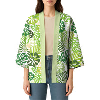 Green Aloha Hawaiian Kimono Monstera Hibiscus Tropical Pattern LT19 - Polynesian Pride