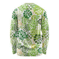 Green Aloha Hawaiian Long Sleeve Shirt Monstera Hibiscus Tropical Pattern LT19 - Polynesian Pride