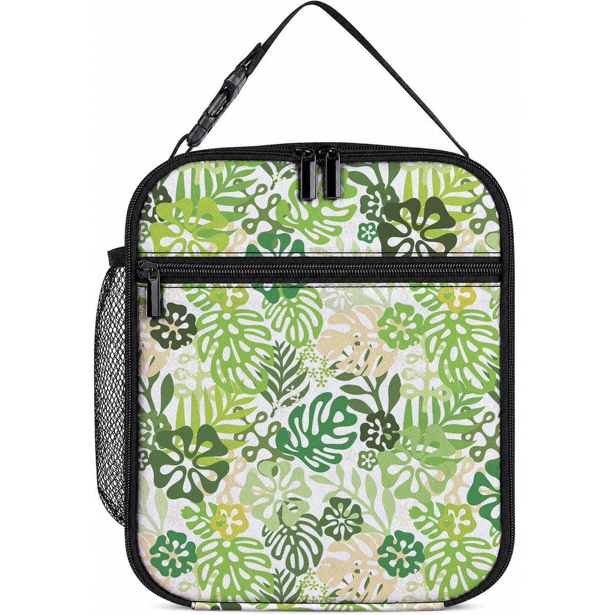 Green Aloha Hawaiian Lunch Bag Monstera Hibiscus Tropical Pattern LT19 10.2 × 8.3 × 4.3 inch Green - Polynesian Pride