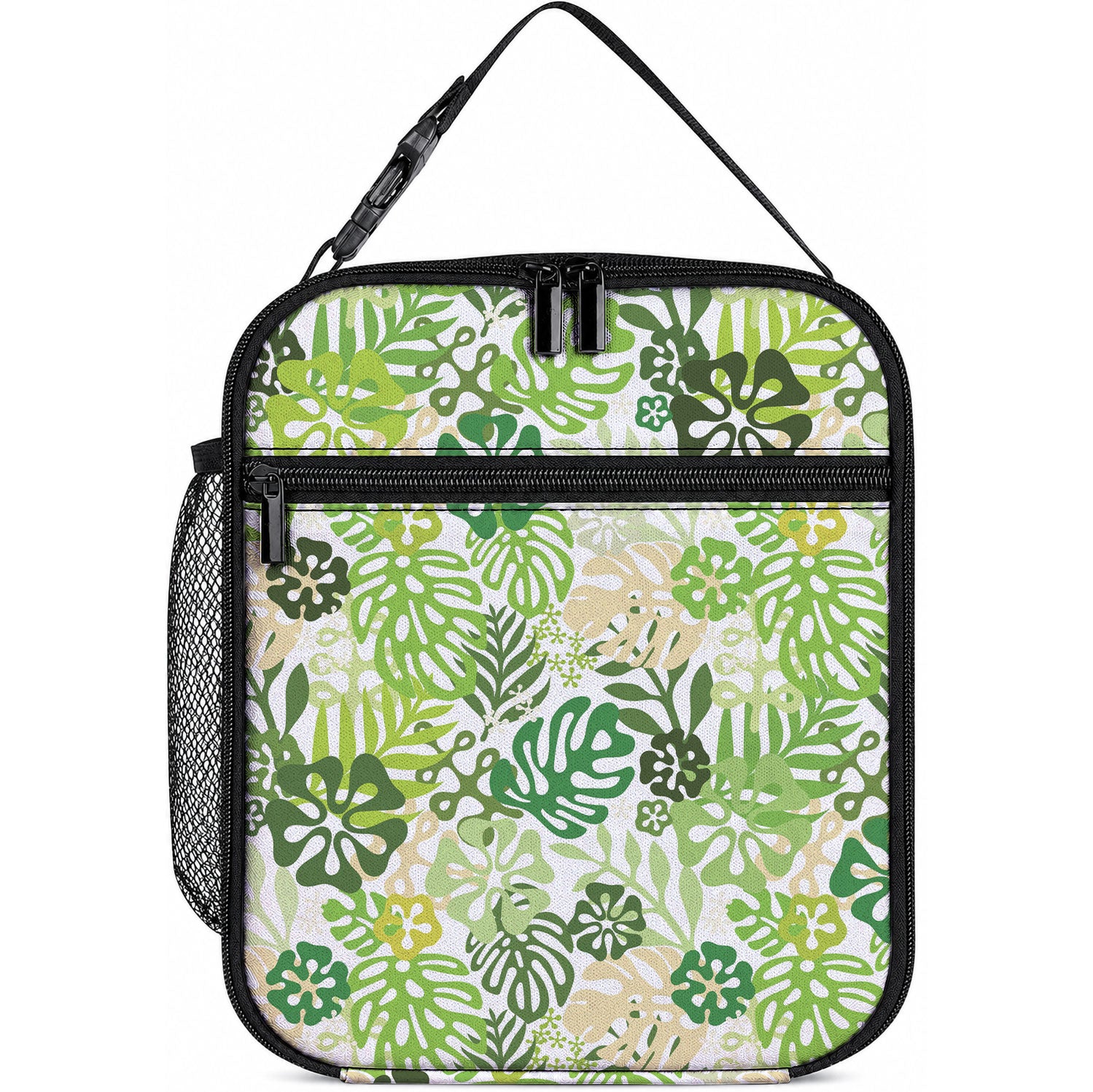 Green Aloha Hawaiian Lunch Bag Monstera Hibiscus Tropical Pattern LT19 10.2 × 8.3 × 4.3 inch Green - Polynesian Pride