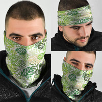 Green Aloha Hawaiian Neck Gaiter Monstera Hibiscus Tropical Pattern LT19 - Polynesian Pride