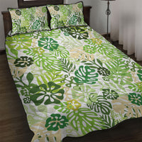 Green Aloha Hawaiian Quilt Bed Set Monstera Hibiscus Tropical Pattern LT19 Green - Polynesian Pride