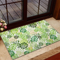 Green Aloha Hawaiian Rubber Doormat Monstera Hibiscus Tropical Pattern LT19 - Polynesian Pride