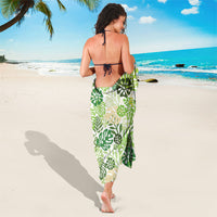 Green Aloha Hawaiian Sarong Monstera Hibiscus Tropical Pattern LT19 - Polynesian Pride