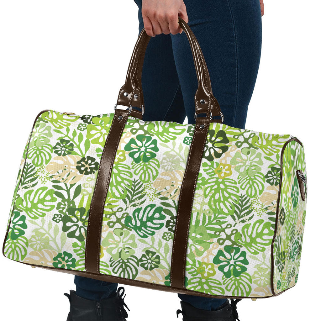 Green Aloha Hawaiian Travel Bag Monstera Hibiscus Tropical Pattern LT19 - Polynesian Pride