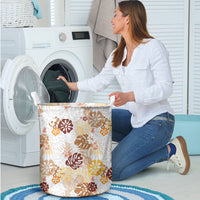 Brown Aloha Hawaiian Laundry Basket Monstera Hibiscus Tropical Pattern LT19 - Polynesian Pride