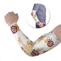 Brown Aloha Hawaiian Arm Sleeves Monstera Hibiscus Tropical Pattern LT19 Set of 2 Brown - Polynesian Pride