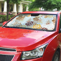 Brown Aloha Hawaiian Auto Sun Shade Monstera Hibiscus Tropical Pattern LT19 - Polynesian Pride