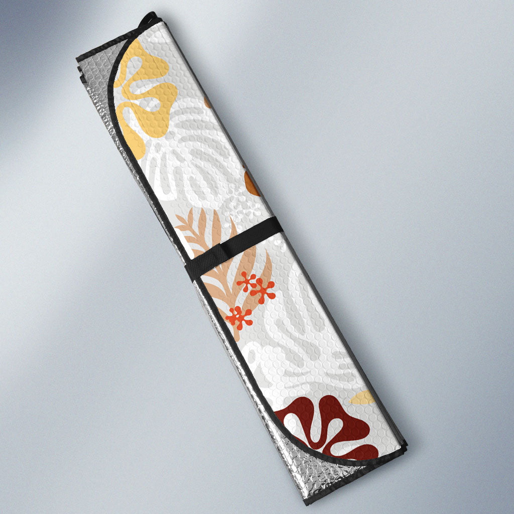 Brown Aloha Hawaiian Auto Sun Shade Monstera Hibiscus Tropical Pattern LT19 - Polynesian Pride
